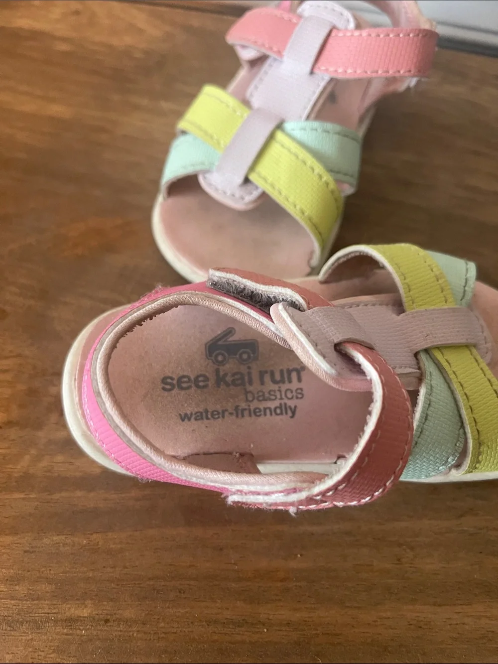See Kai Run Size 5 Sandals - Pink, Mint & Yellow